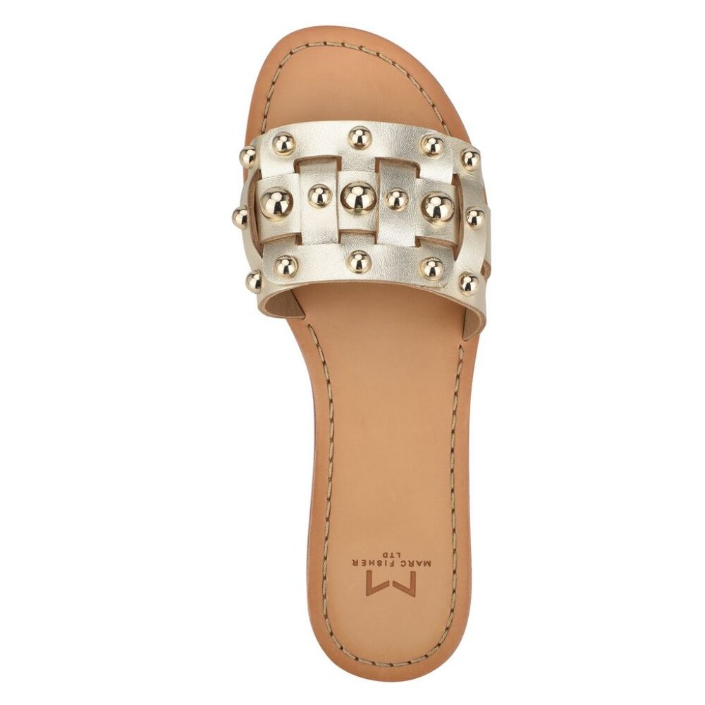 Marc Fisher Pacca Gold Studded Slide Sandal